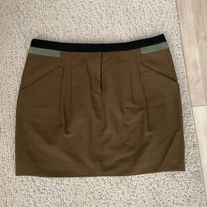 Proenza Schouler Brown Mini Skirt with Black and Green Accents
